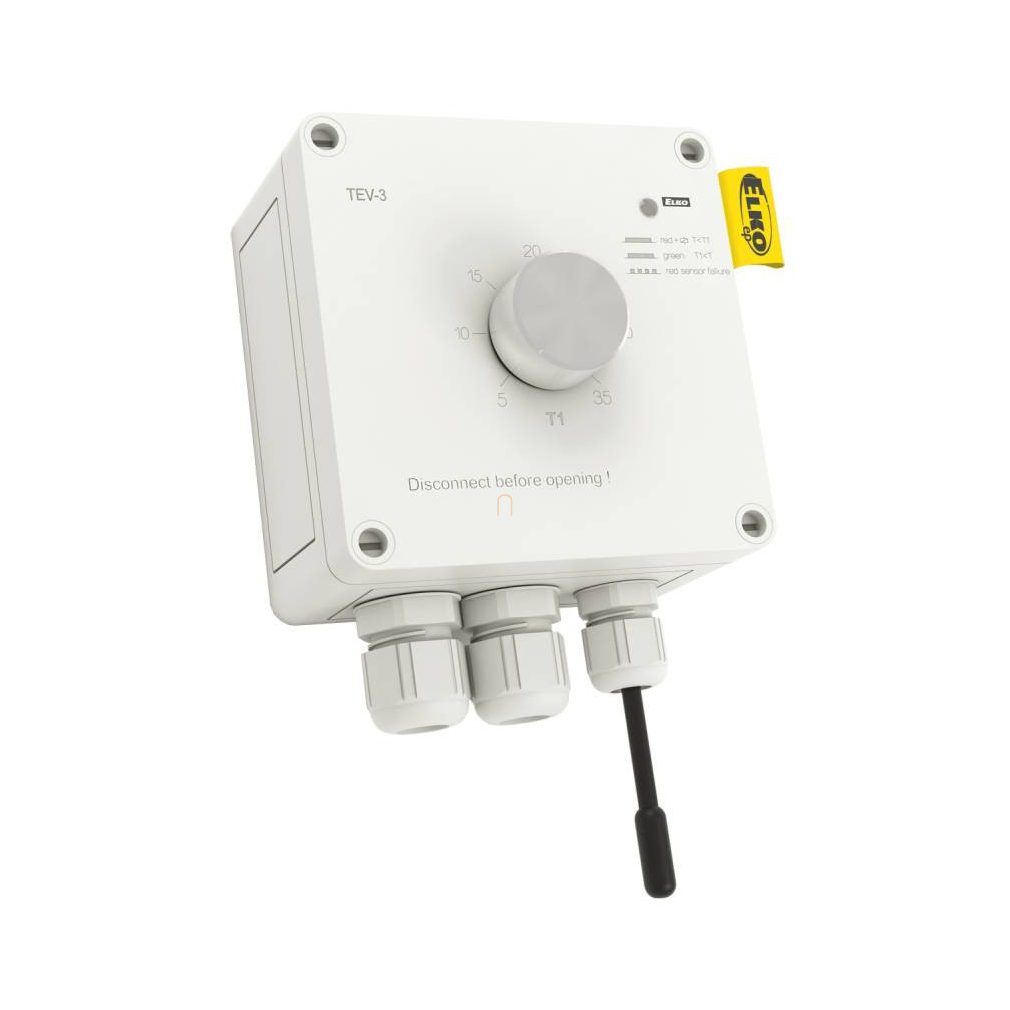 Termostat TEV-3 +5 ..+35 °C, protecție IP65, cu senzor, Elko Ep, 2926