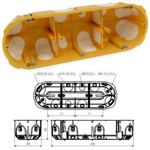   Cutie din gips-carton 3, adâncime 49 mm, galbenă, etanșă KPL 64-50/3LD NA Kopos