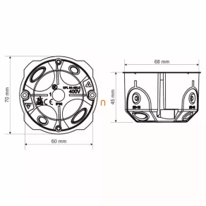  Cutie pentru gips-carton nr. 1, d68 mm, adâncime 45 mm, galbenă KPL 64-45/LD NA Kopos