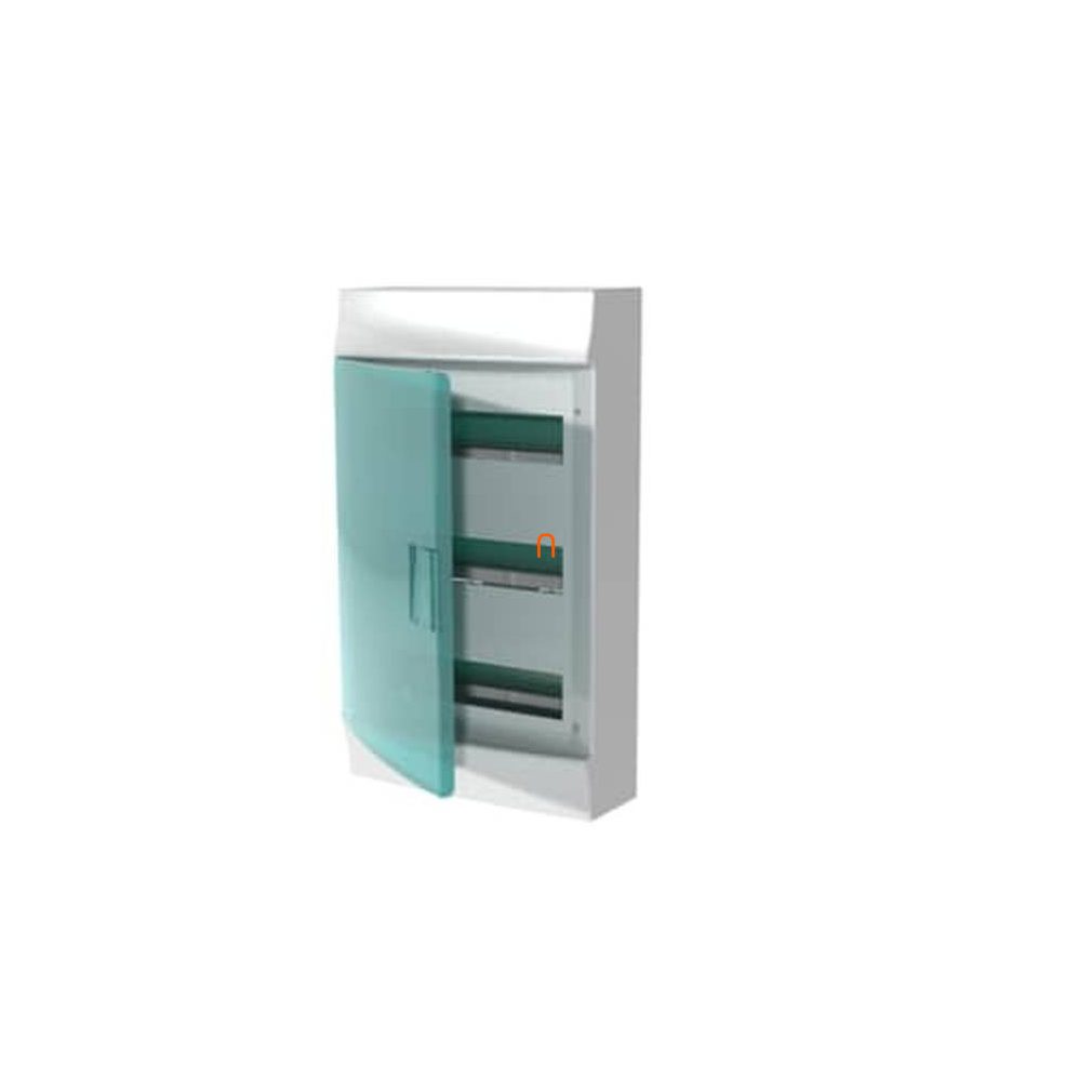 Distribuitor extern cu 3 rânduri, 36 module cu ușă transparentă IP41 Șină PE/N ABB Mistral41W 1SPE007717F0621