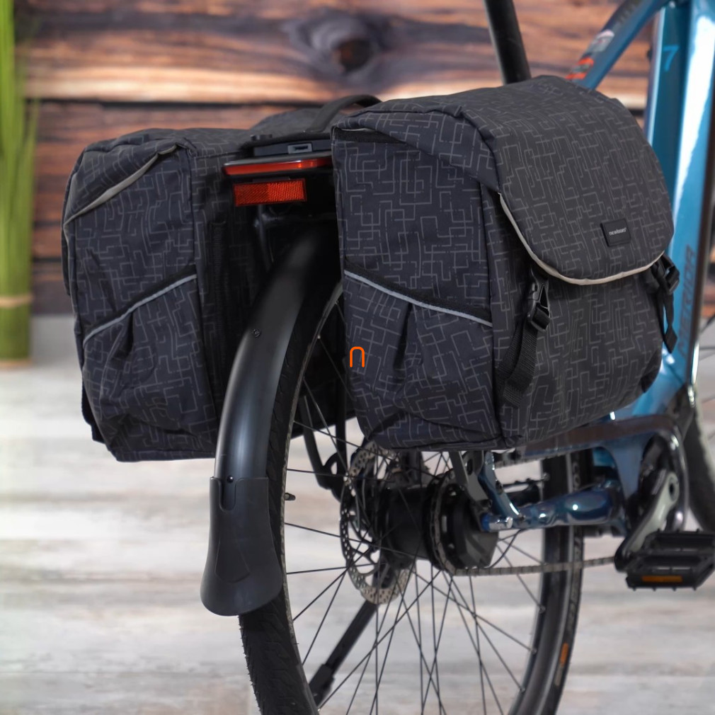 Geantă dublă pentru bicicletă pentru suporturi MIK negru, 38L 37x26x32 cm Ivy (cu adaptor MIK)