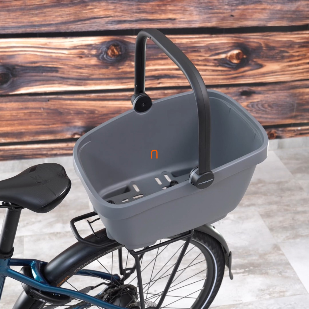 Coș pentru bicicletă cu adaptor MIK, gri, 28 l (max. 10 kg) 49x37x29 cm (Clipper)