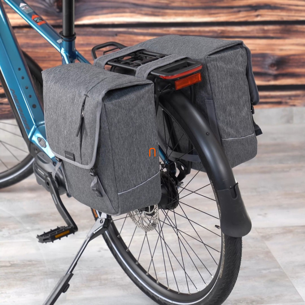 Geantă dublă pentru bicicletă, gri, 32 l, 35 x 35 x 15 cm (x2) (Nova Dupla)