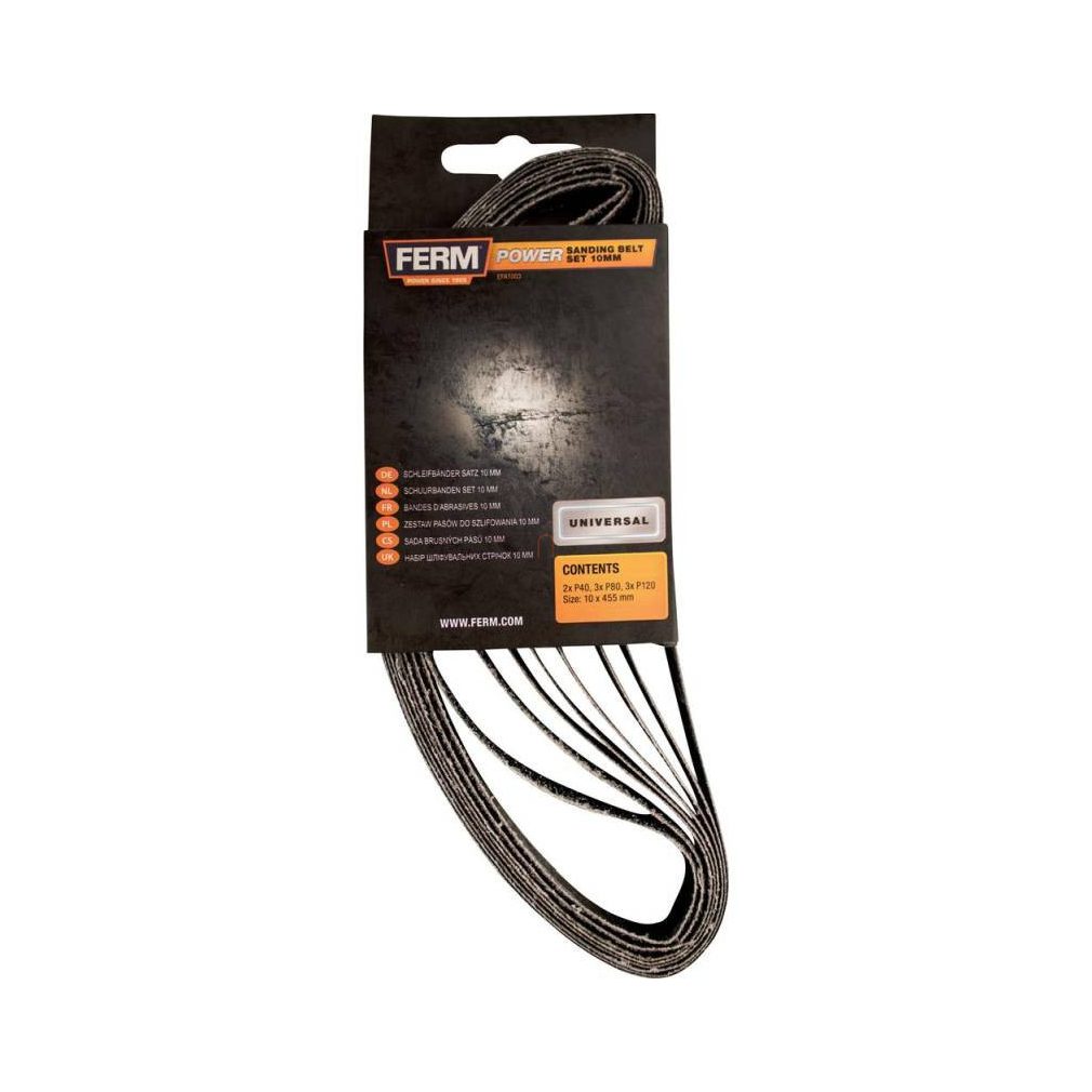FERM Bandă abrazivă 10 mm, pentru EFM1001, set de 8 bucăți EFA1003