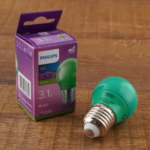   Philips E27 LED 3,1 W P45 verde colorat – în locul unui bec de 25 W