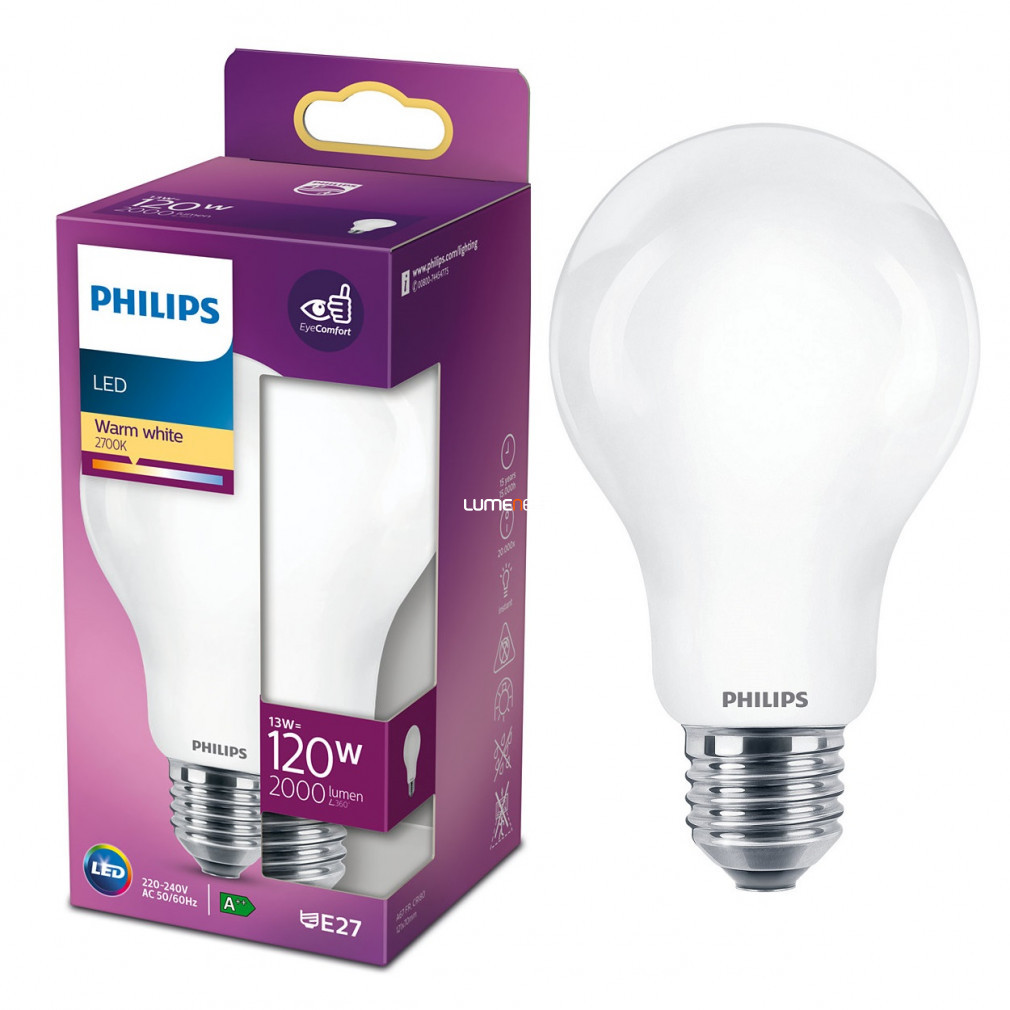 Philips E27 LED 13W 2000lm 2700K alb cald - înlocuiește becul incandescent de 120W