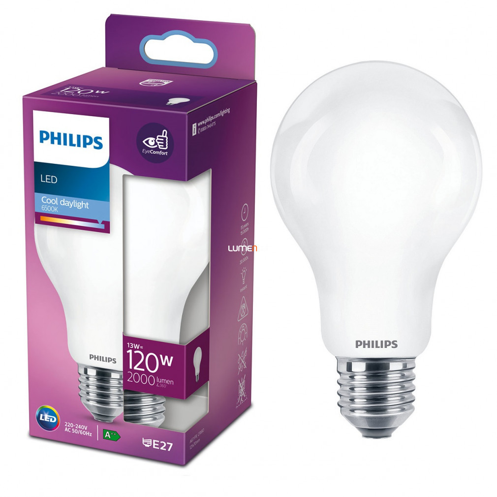 Philips E27 LED opal 13W 2000lm 6500K daylight - înlocuiește becul incandescent de 120W