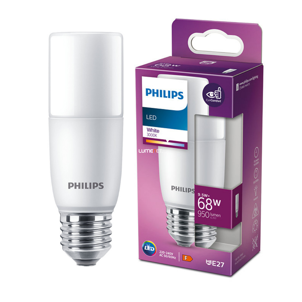 Philips Stick E27 LED T38 9,5W 950lm 3000 K 240° - înlocuire bec 68W