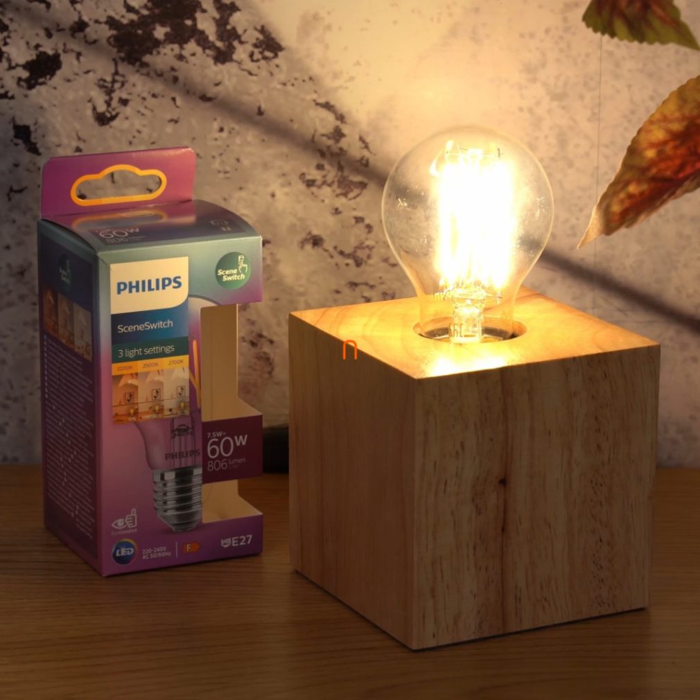 Philips comutator reglabil, LED alb cald E27, înlocuiește becul de 60 W