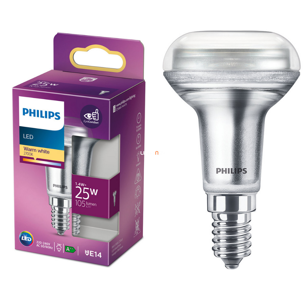 Philips E14 LED R50 1,4W 105lm 2700K meleg fehér - 25W izzó helyett