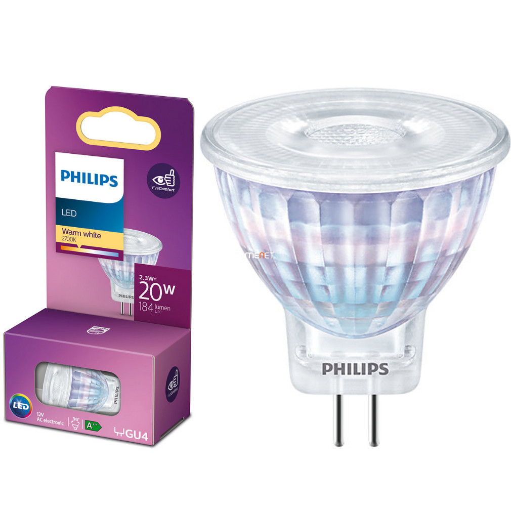 Philips GU4 LED 2.3W 184lm 2700K alb cald 36° - înlocuire bec 20W