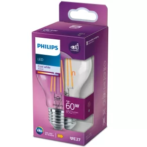   Philips E27 LED, 7 W, 850 lm, 4000 K – în locul unui bec incandescent de 60 W