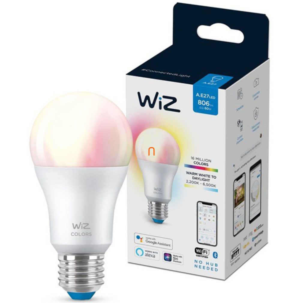 WiZ Wi-Fi A60 E27 LED 8W 806lm CRI90 RGB/2200-6500K reglabil - înlocuiește becul de 60W