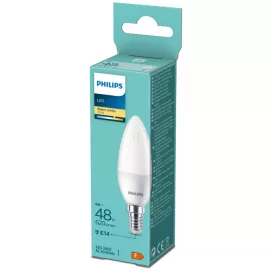   Philips E14 LED lumânare, 6 W, 620 lm, 2700 K, opal - înlocuiește becul incandescent de 48 W