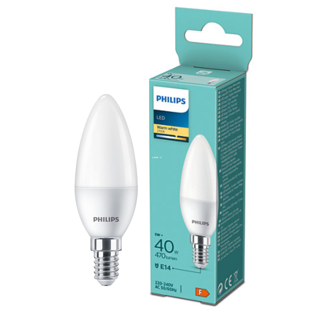 Philips E14 LED 5W 470lm, alb rece în loc de bec de 40 W