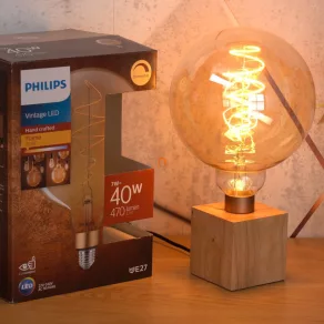   Philips E27 Vintage Gold LED 7W 470lm 2000K alb cald, cu intensitate reglabilă, D200mm - înlocuiește becul de 40W