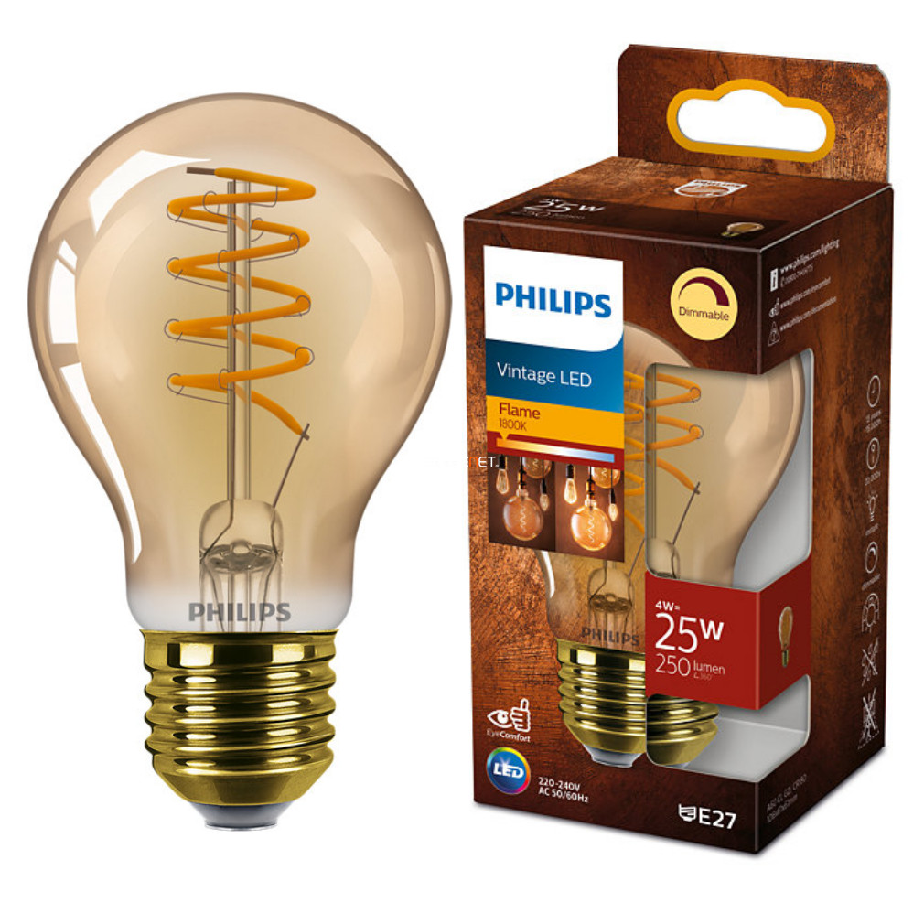 Philips E27 LED ambra 4W 1800K 250lm candelă - înlocuire bec 25W (Classic)