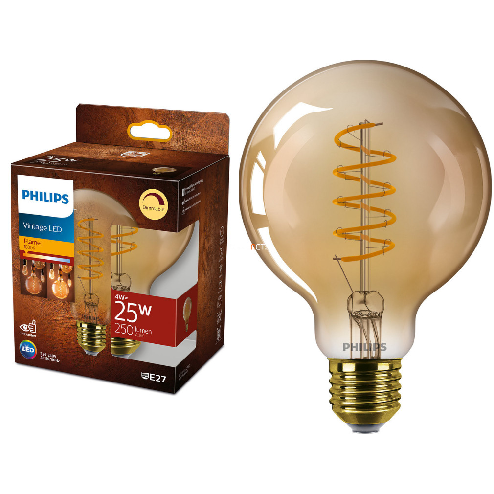 Philips E27 LED Vintage 4W 250lm 1800K alb cald - înlocuiește becul de 25W