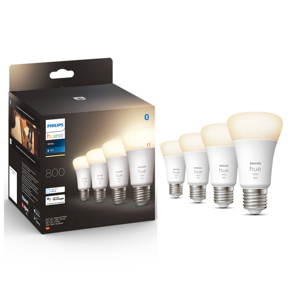 Philips Hue alb 9W E27 LED lumina 4pcs / pachet