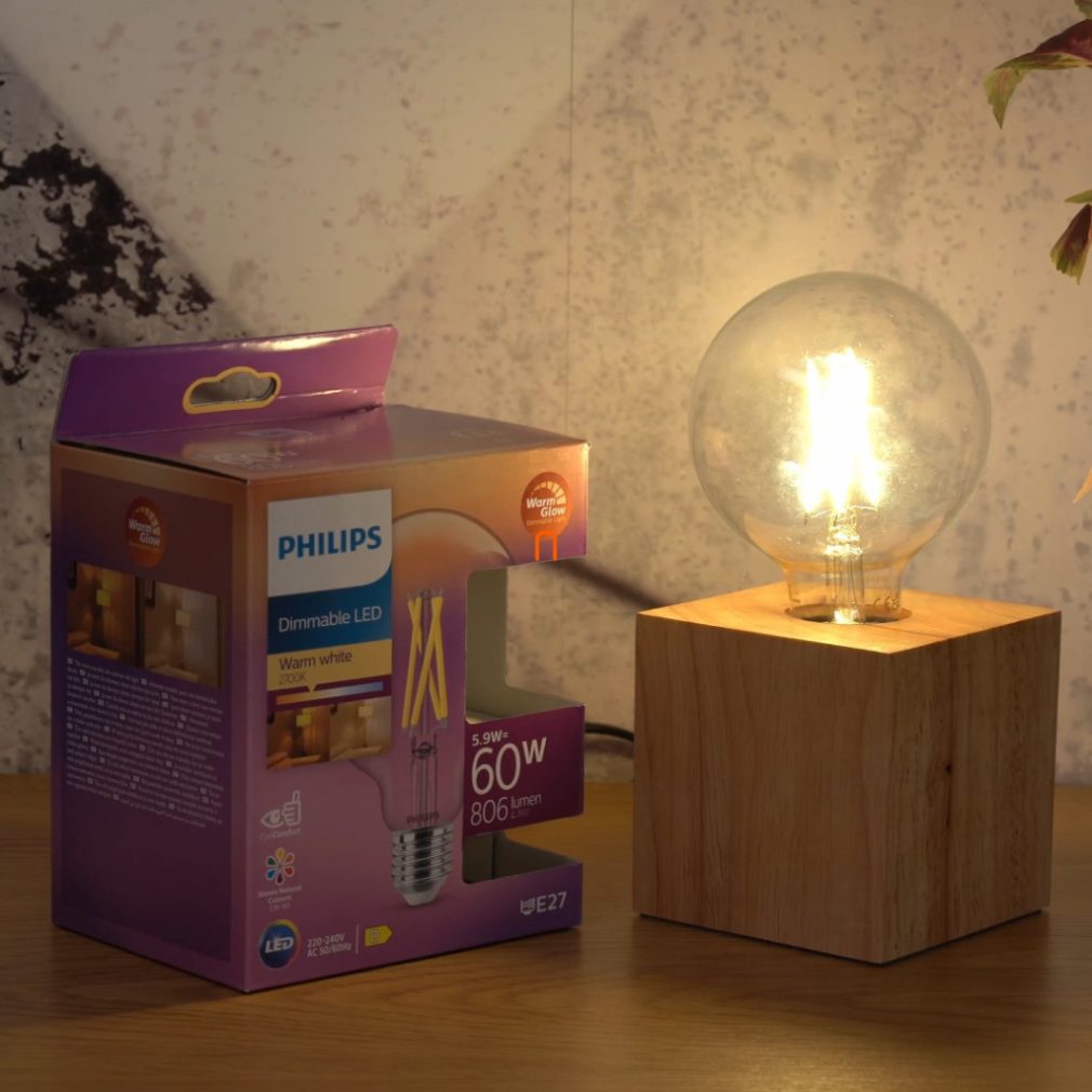 Philips E27 LED 5,9W 806lm 2200-2700K WarmGlow G93 - înlocuiește becul de 60W