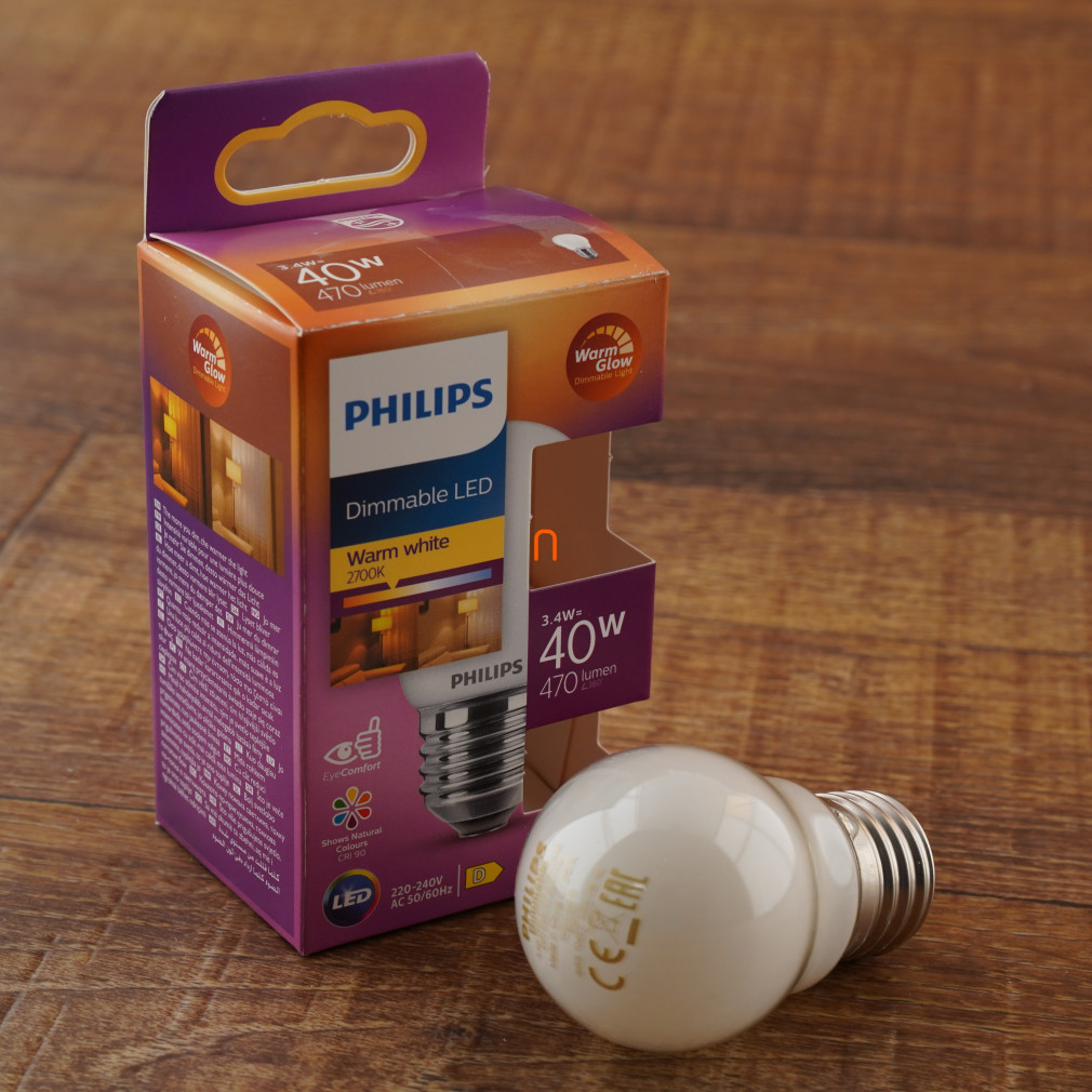 Philips E27 LED glob opal 3,4W 470lm extra cald alb - înlocuiește becul de 40W (Calssic WarmGlow)
