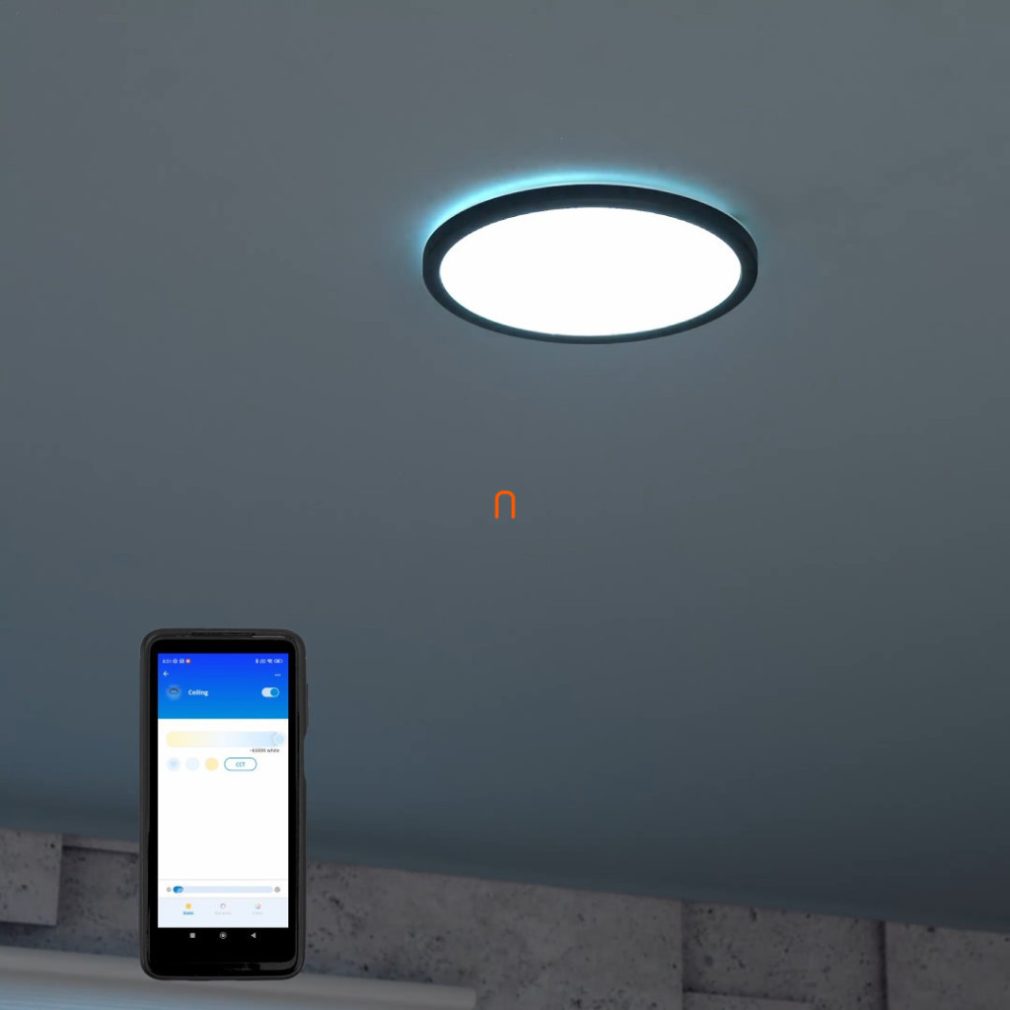 WiZ Super Slim Wi-Fi, Bluetooth 14W 1300lm 2700-6500K lampă LED de tavan reglabilă 24cm, negru