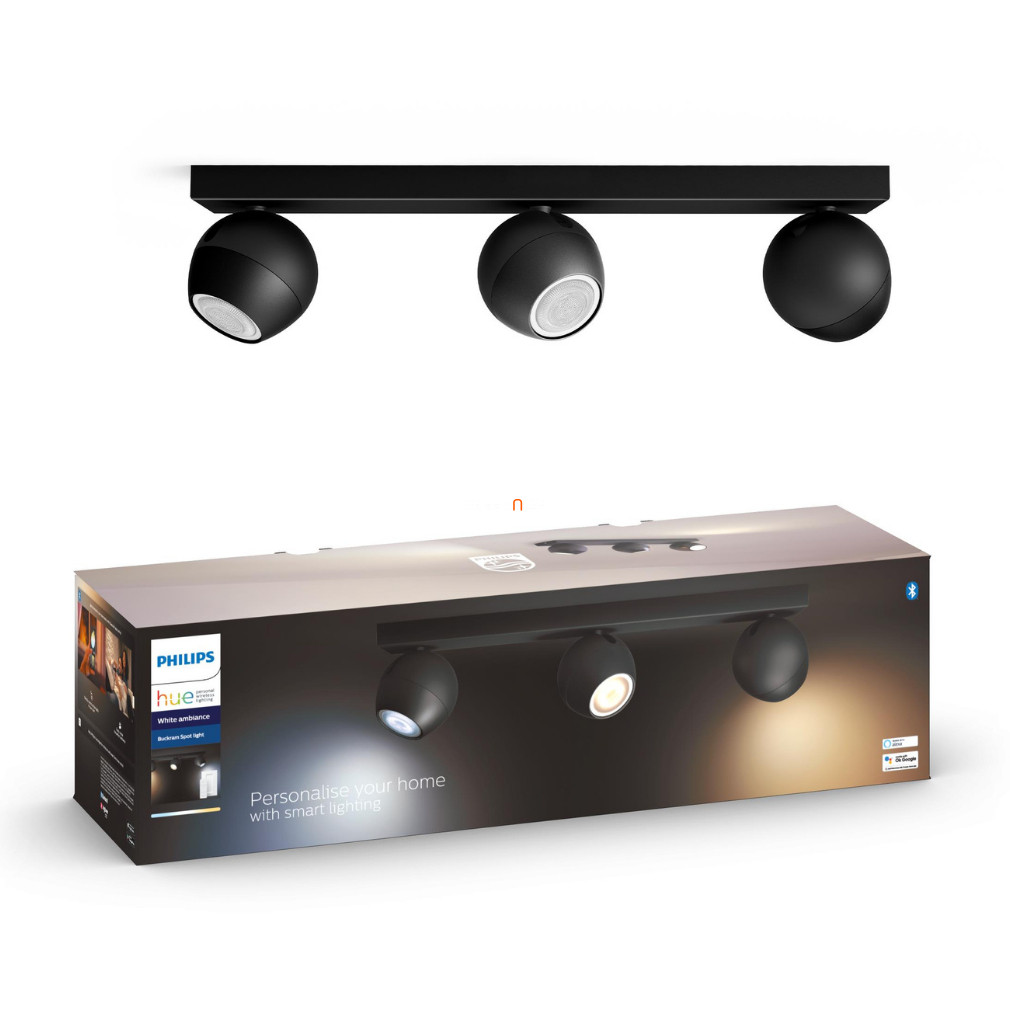 Philips Hue Buckram White Ambiance LED 3-as spot lámpa, fekete + DIM Switch