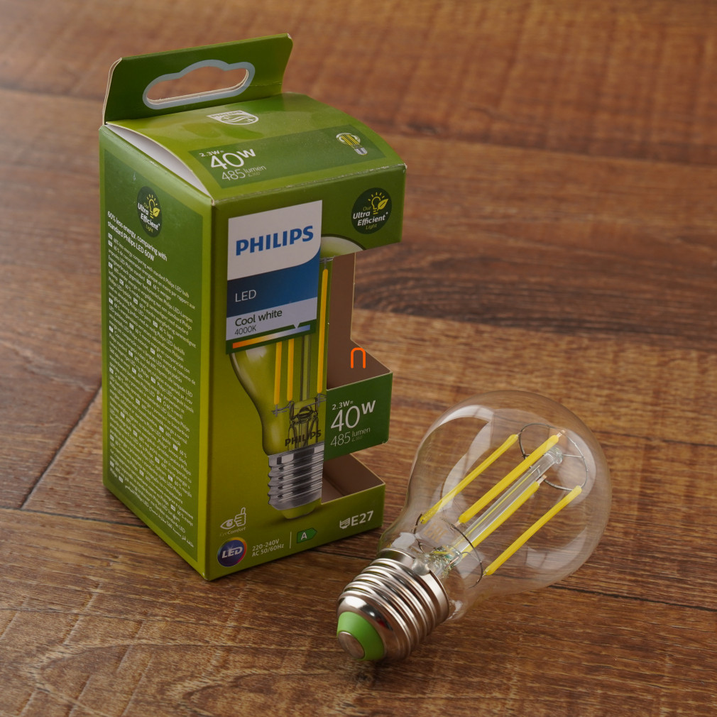 Philips E27 LED ultraeficientă 2,3W 485lm 4000K alb rece - înlocuiește becul de 40W
