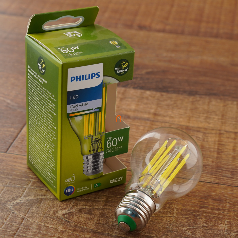 Philips E27 LED ultra-eficient 4W 840lm 4000K alb rece - înlocuiește becul de 60W