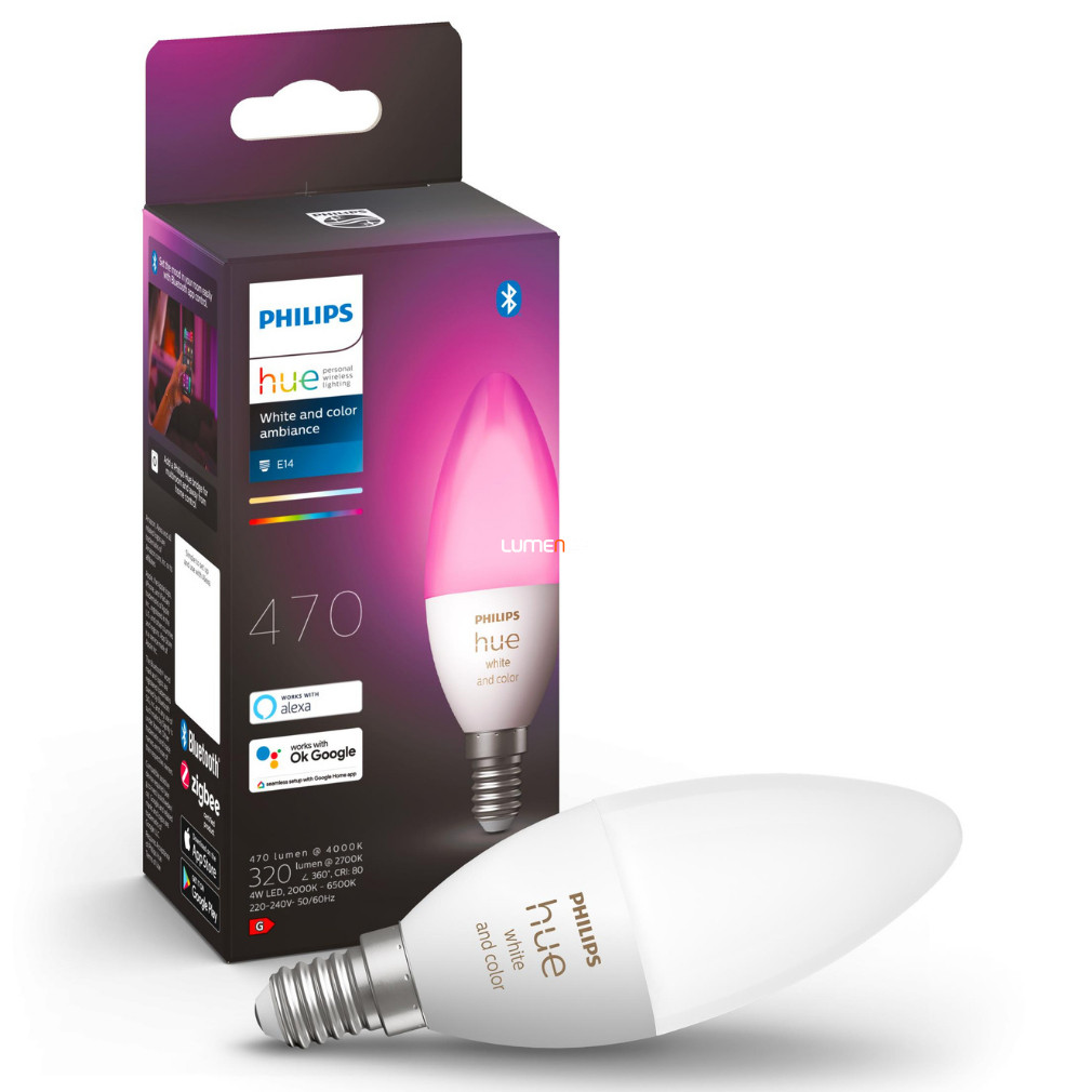 Philips Hue White and Color Ambiance 4W E14 LED gyertya fényforrás