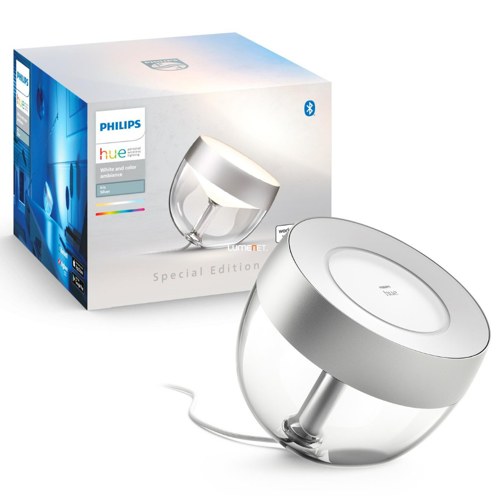 Philips Hue Iris White and Color Ambiance LED dekor lámpa, ezüst