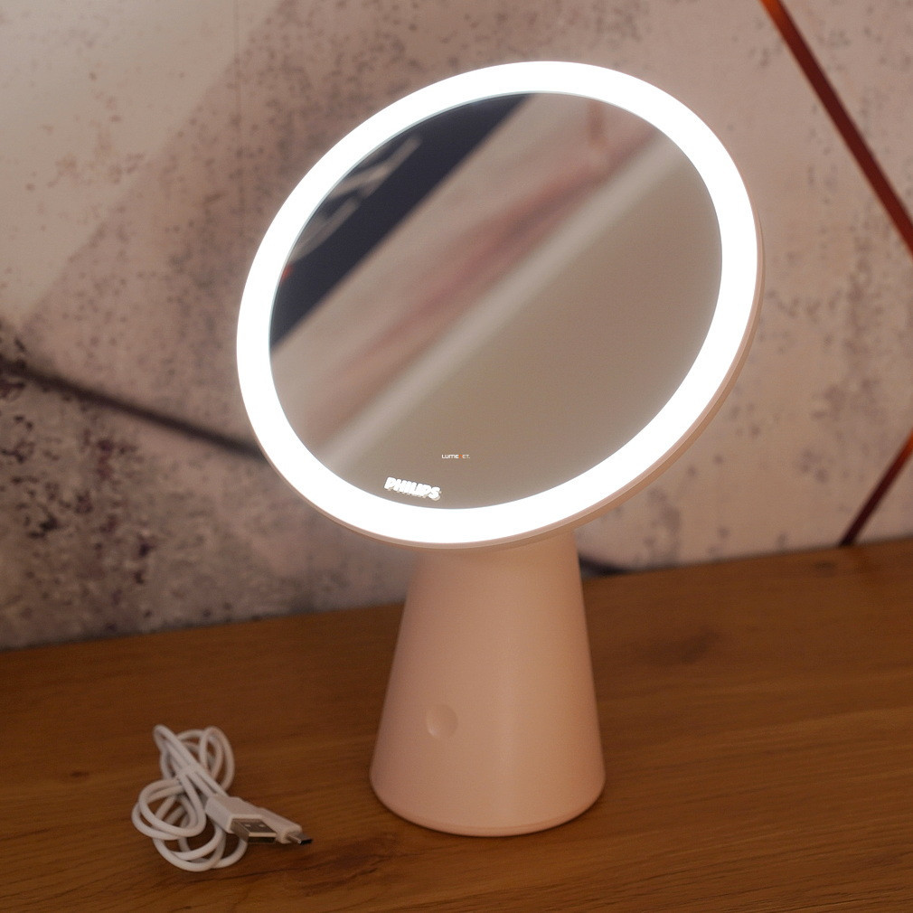 Philips lampă LED de birou reglabilă cu oglindă pentru machiaj, 4,5 W, roz (Mirror)