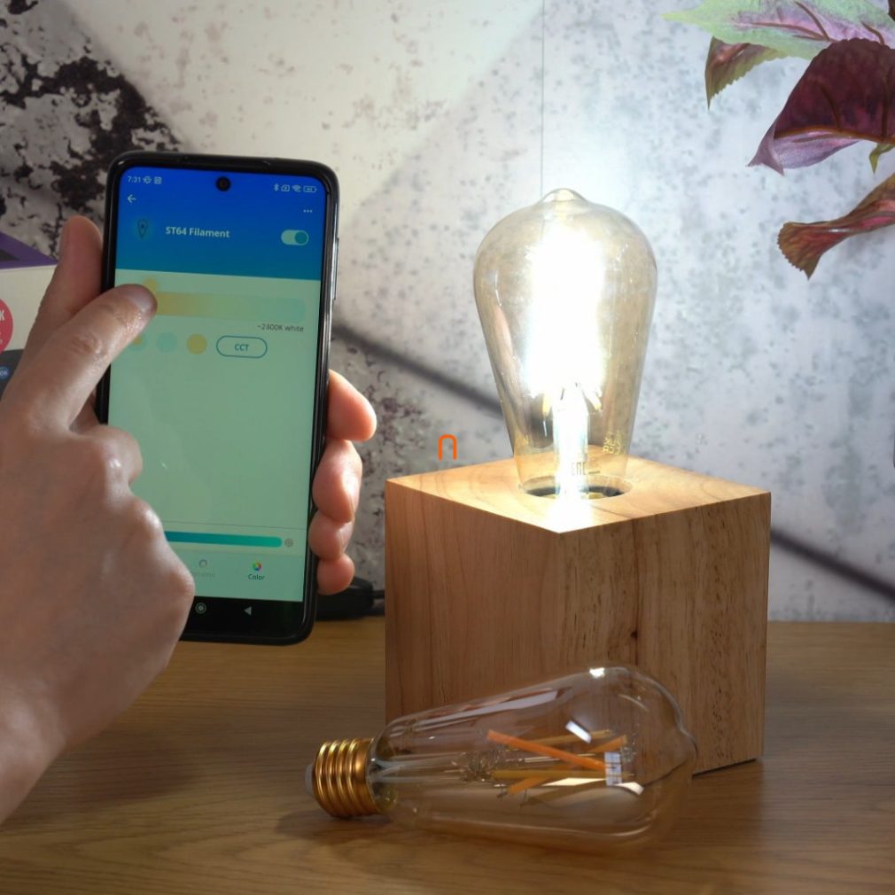 WiZ inteligent E27 filament LED cu telecomandă, formă Edison, 2000-5000 K, înlocuiește becul de 50 W, 2 bucăți