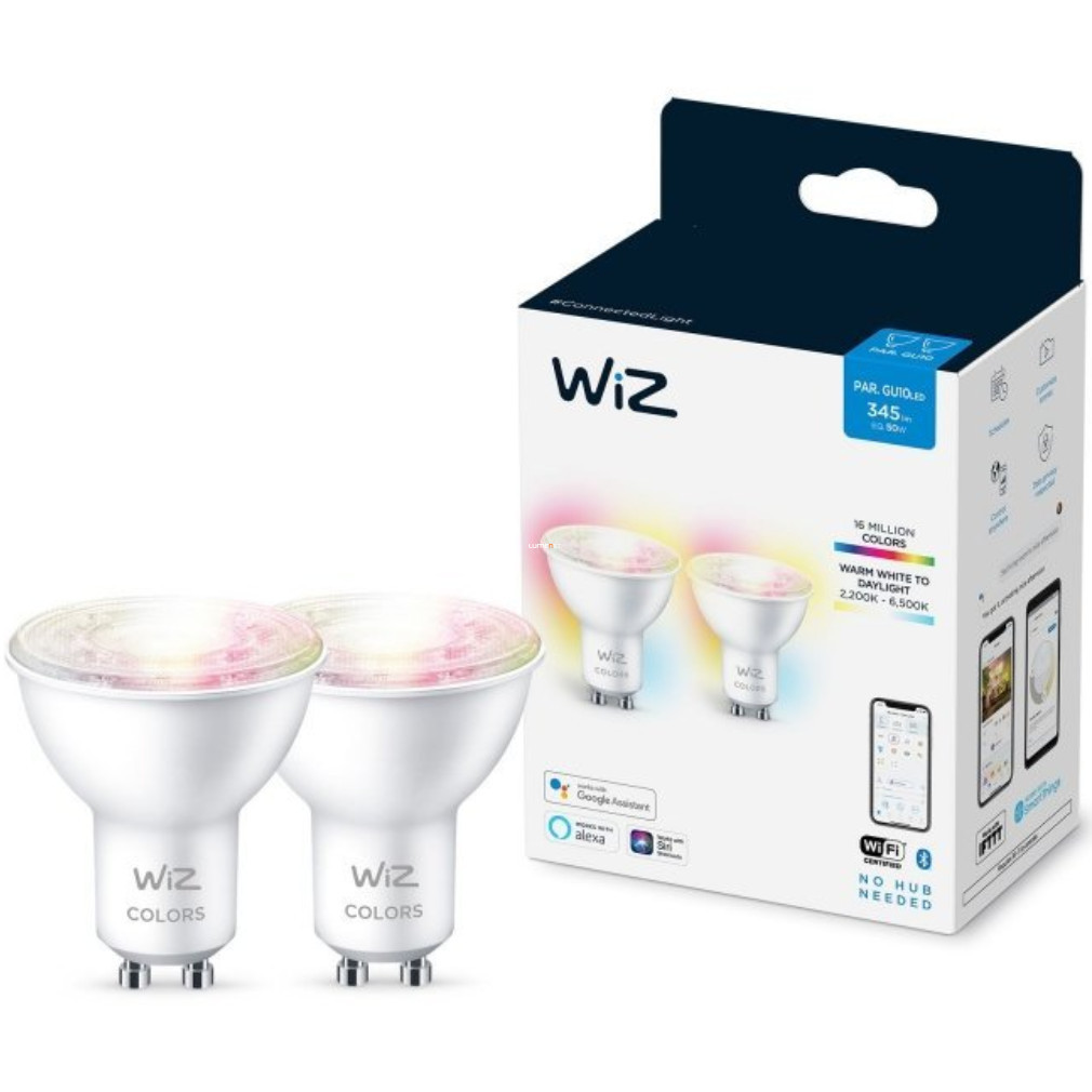 WiZ LED inteligent GU10, 2200-6500 K, înlocuiește becul de 50 W, 2 bucăți (RGBW)