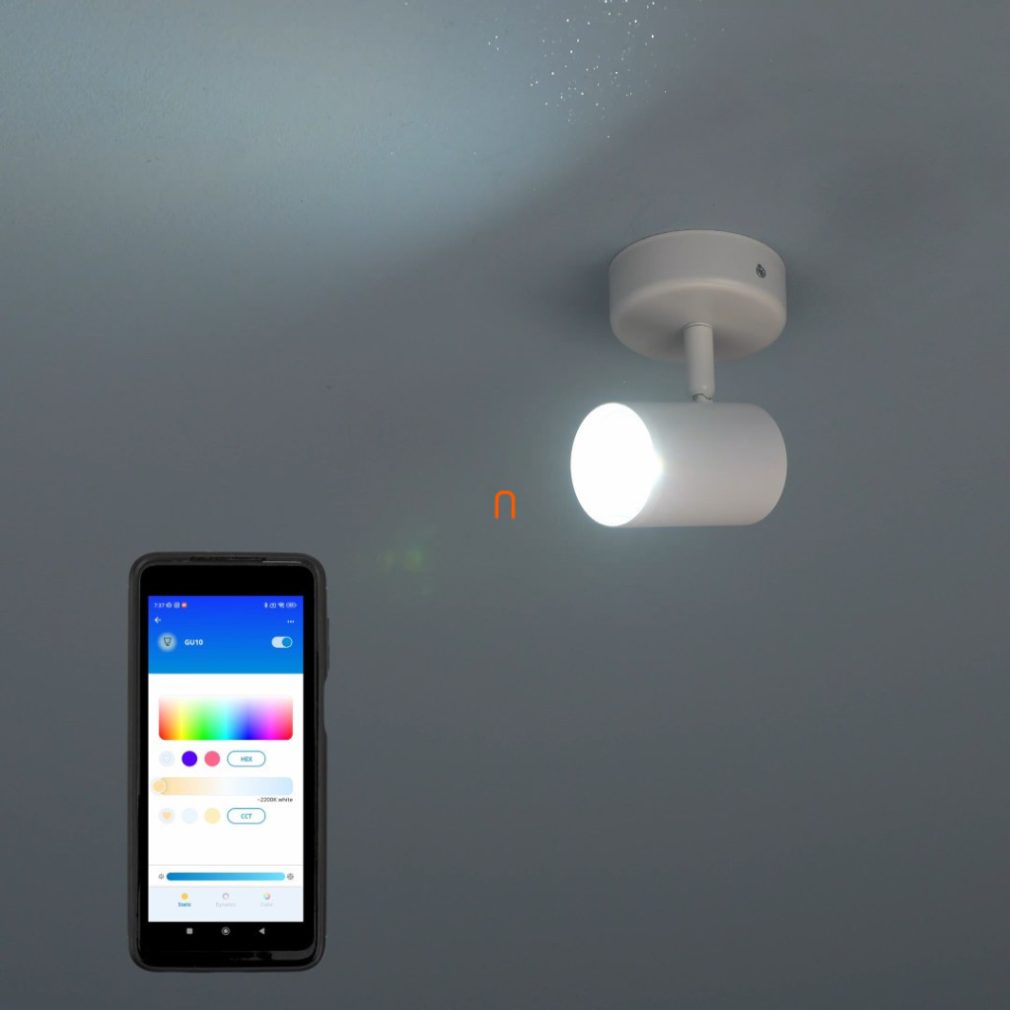 WiZ Imageo Wi-Fi/BT 1x5W 345lm 2200-6500K+RGB lampă spot LED reglabilă, albă