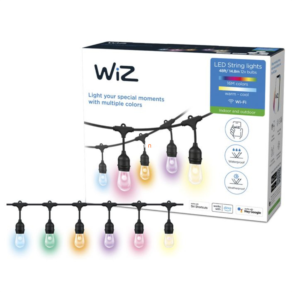 WiZ String Light în aer liber RGBW LED șir de lumini 14,4m, negru