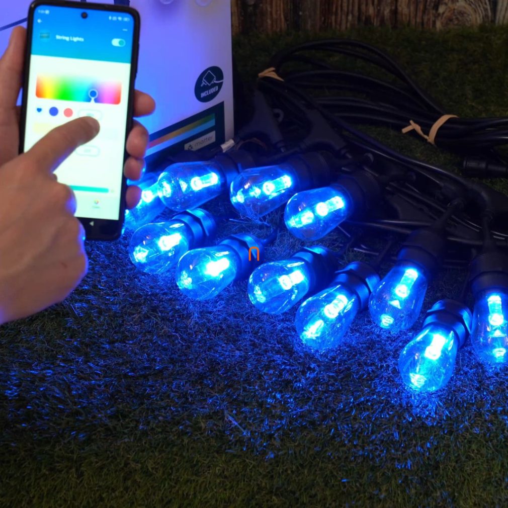 WiZ String Light ghirlandă luminoasă RGBW LED pentru exterior 14,4 m, negru