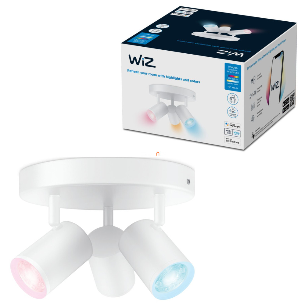 WiZ Imageo 3x5W 1035lm RGBW plafon lampă spot, circular, alb