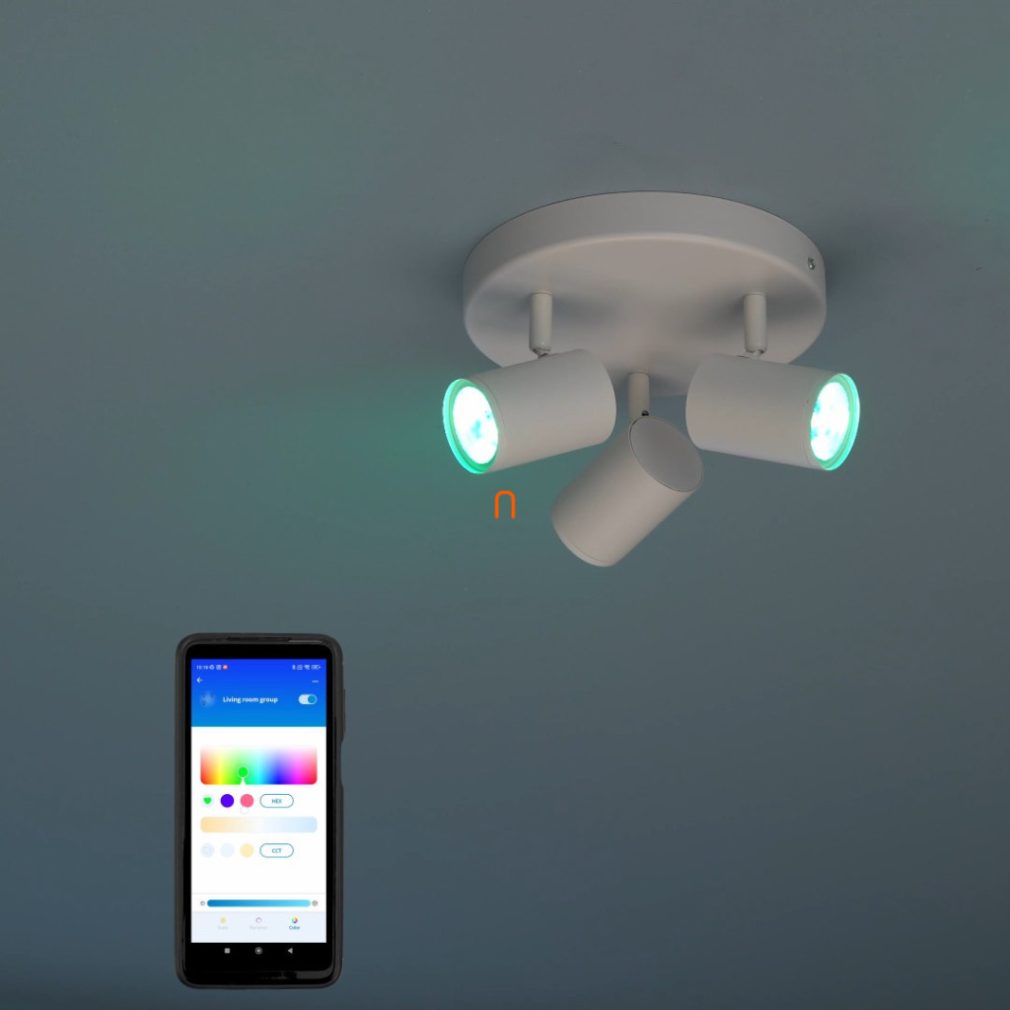 WiZ Imageo Wi-Fi, Bluetooth 3x5W 1035lm RGBW spot de tavan, rotund, alb