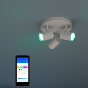   WiZ Imageo Wi-Fi, Bluetooth 3x5W 1035lm RGBW spot de tavan, circular, alb