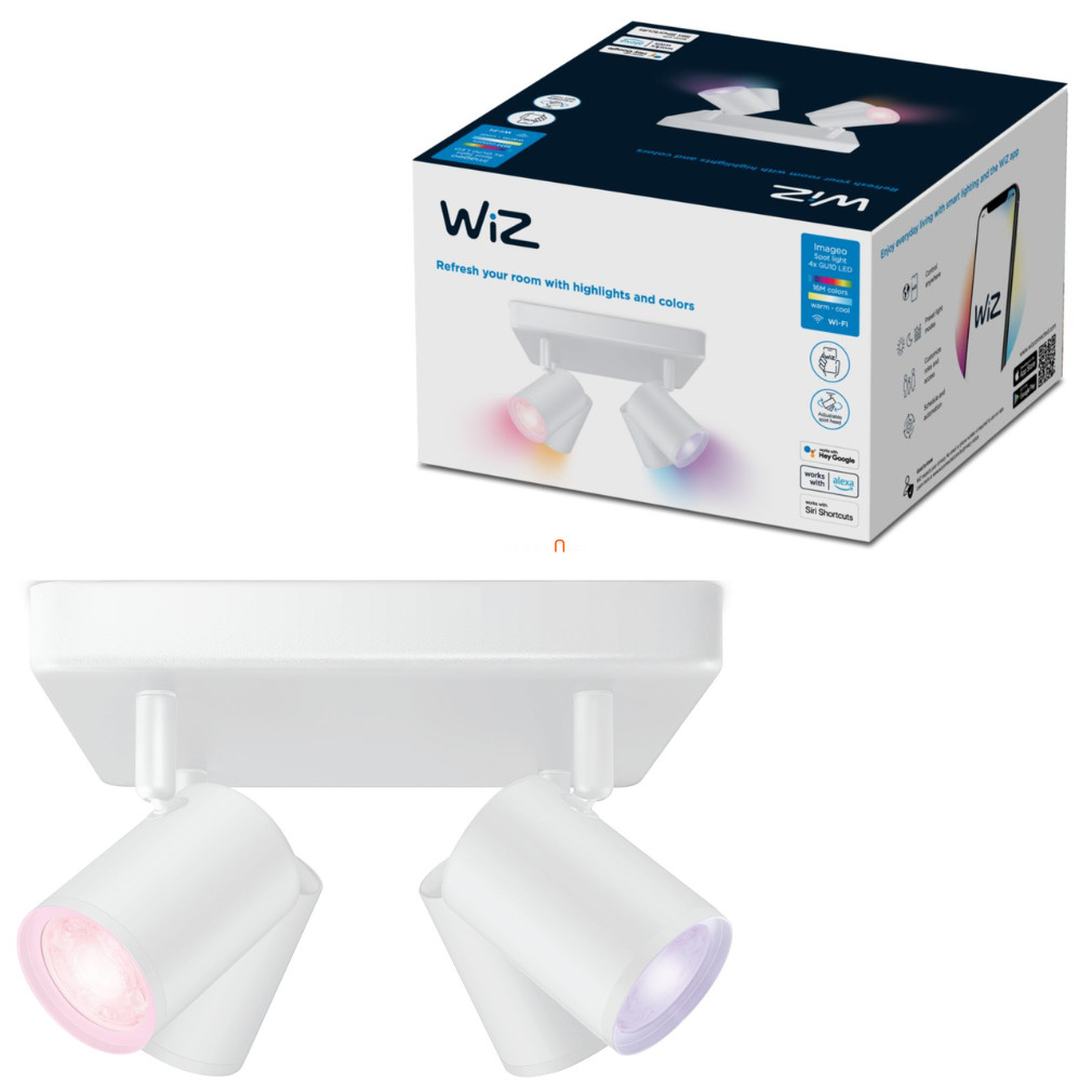 WiZ Imageo 4x5W 1380lm RGBW plafon lampă spot, pătrat, alb