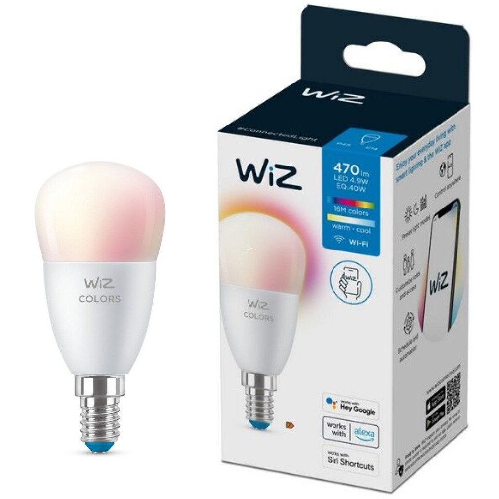 WiZ smart E14 LED, formă de picătură, 2200-6500 K, înlocuire bec 40 W (RGBW)