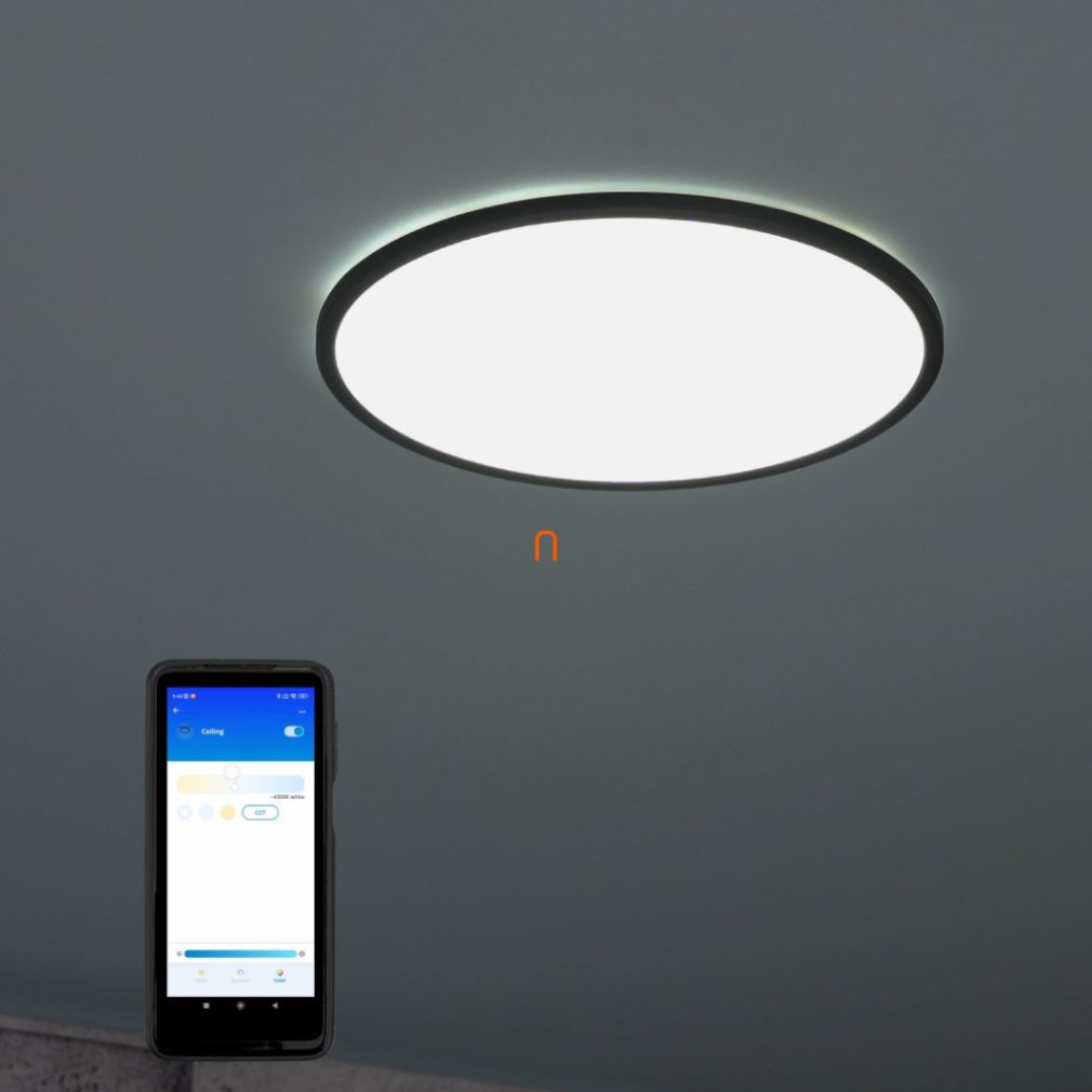 WiZ Super Slim Wi-Fi, Bluetooth 22W 2450lm 2700-6500K lampă LED de tavan, negru