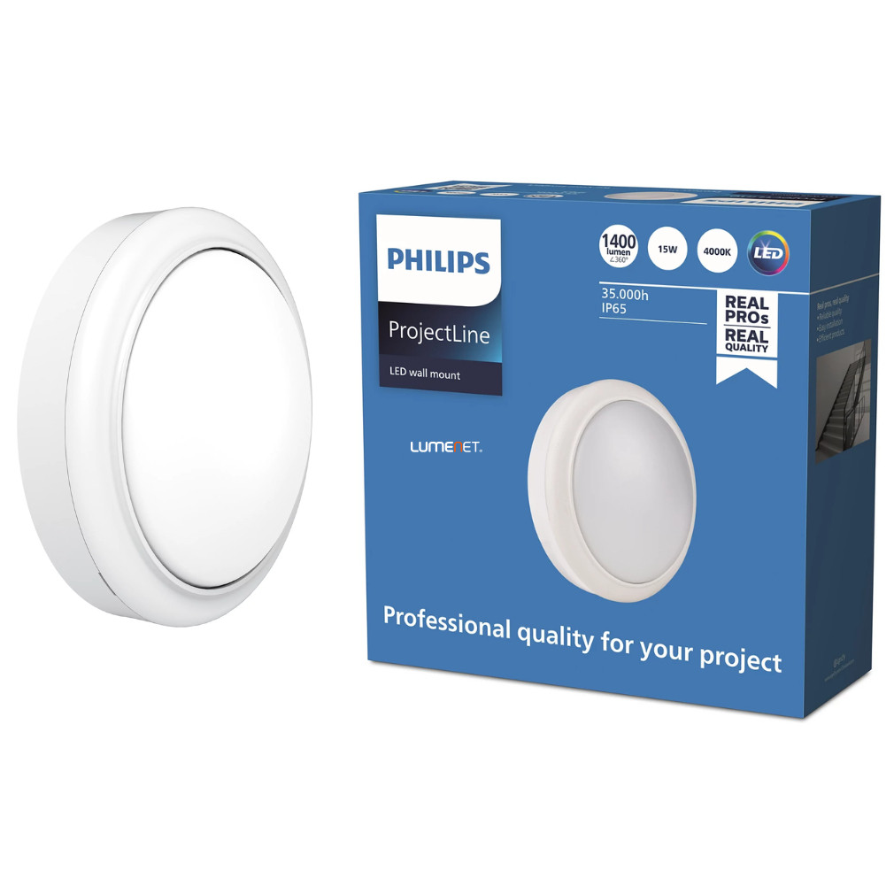 Philips ProjectLine lampă de perete LED rotundă 15W 4000K 1400lm IP65