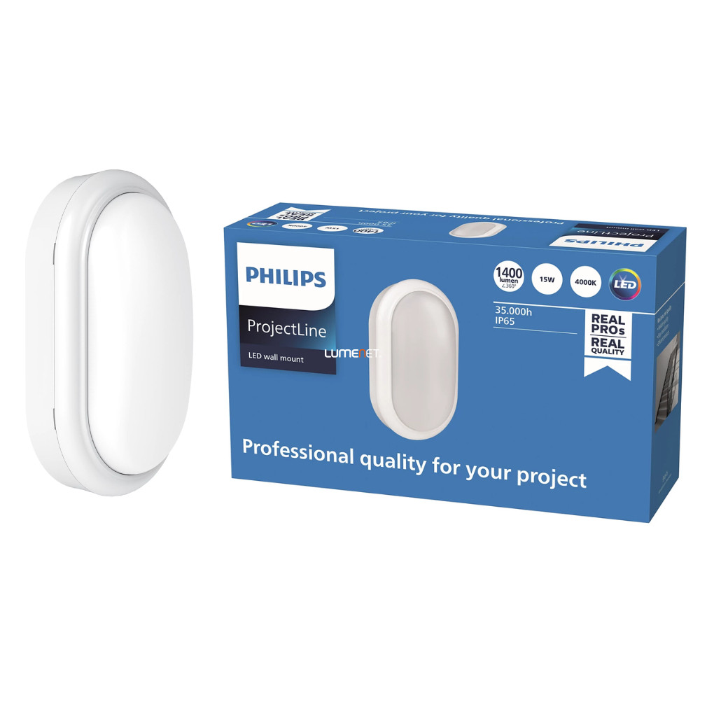 Philips ProjectLine lampă de perete LED ovală 15W 4000K 1400lm IP65