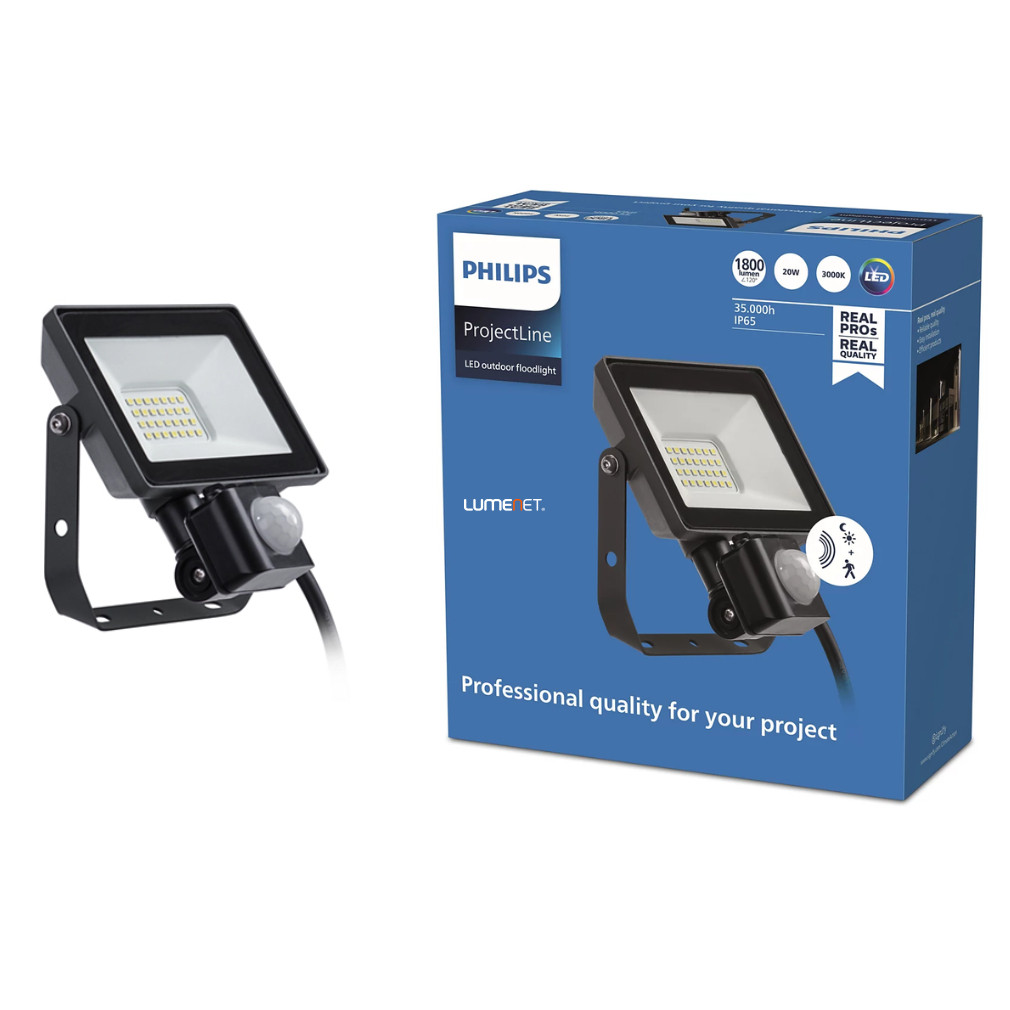 Philips senzor de mișcare LED proiector 20W alb cald 1800lm IP65 (ProjectLine Floodlight)