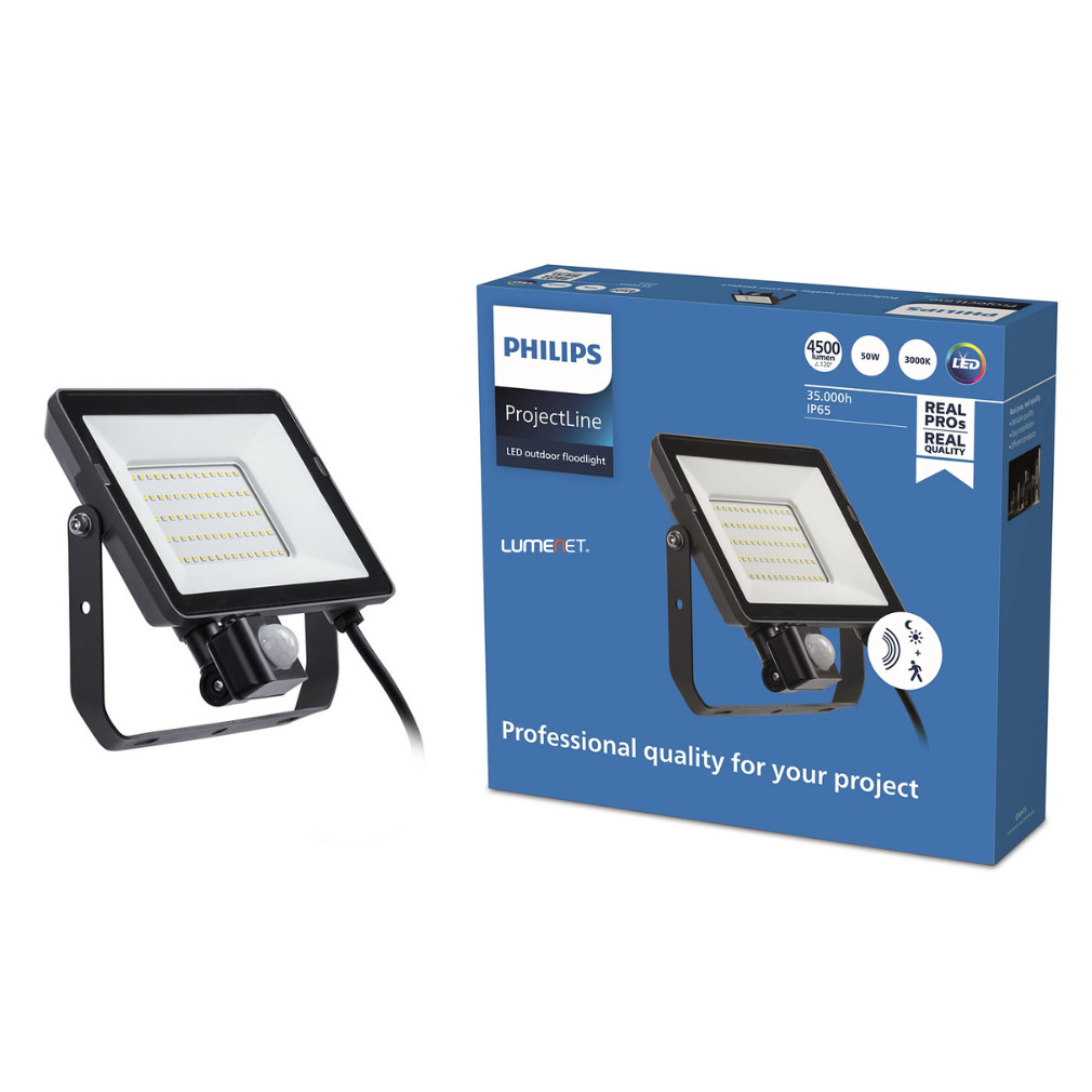 Philips senzor de mișcare LED proiector 50W alb cald 4500lm IP65 (ProjectLine Floodlight)