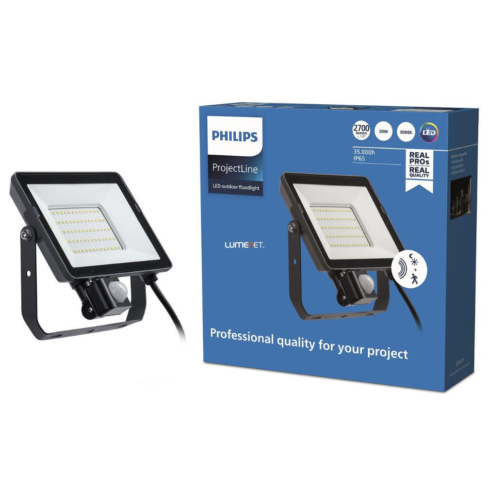 Philips senzor de mișcare LED proiector 30W alb cald 2700lm IP65 (ProjectLine Floodlight)