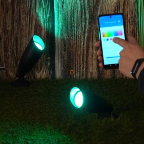   WiZ kit de pornire pentru lampă LED inteligentă de exterior, montată pe sol, cu adaptor de alimentare, 2700-5000 K, 2x10 W, 2 bucăți (Ground Spot RGBW)