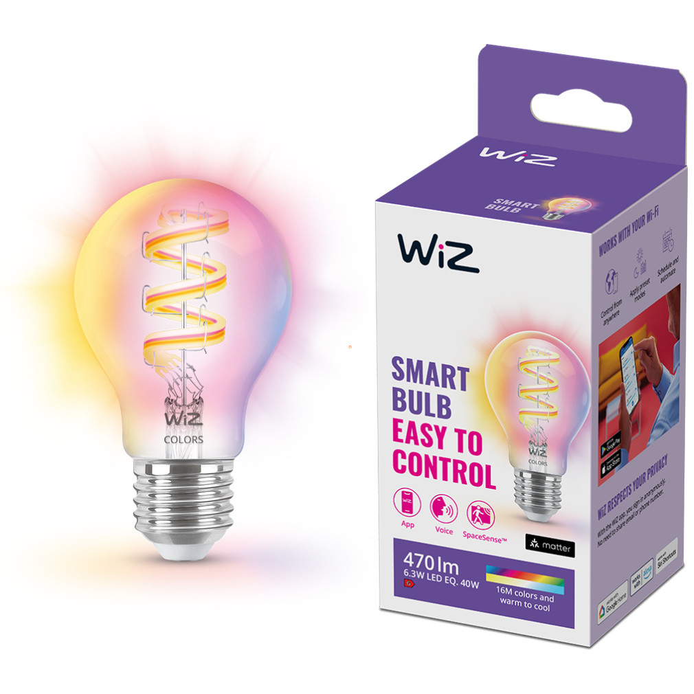 WiZ smart E27 RGBW filament LED, 2200-6500 K (RGBW)